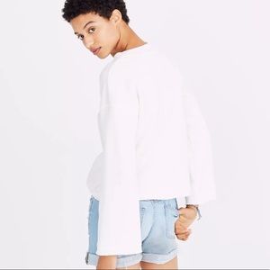 Madewell Bell-Sleeve Sweatshirt White size Medium  VGUC